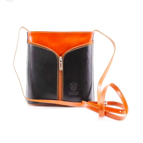 VERA PELLE Leather Made in Italy Small Zipper Crossbody Shoulder Bag - Picture 1 of 7